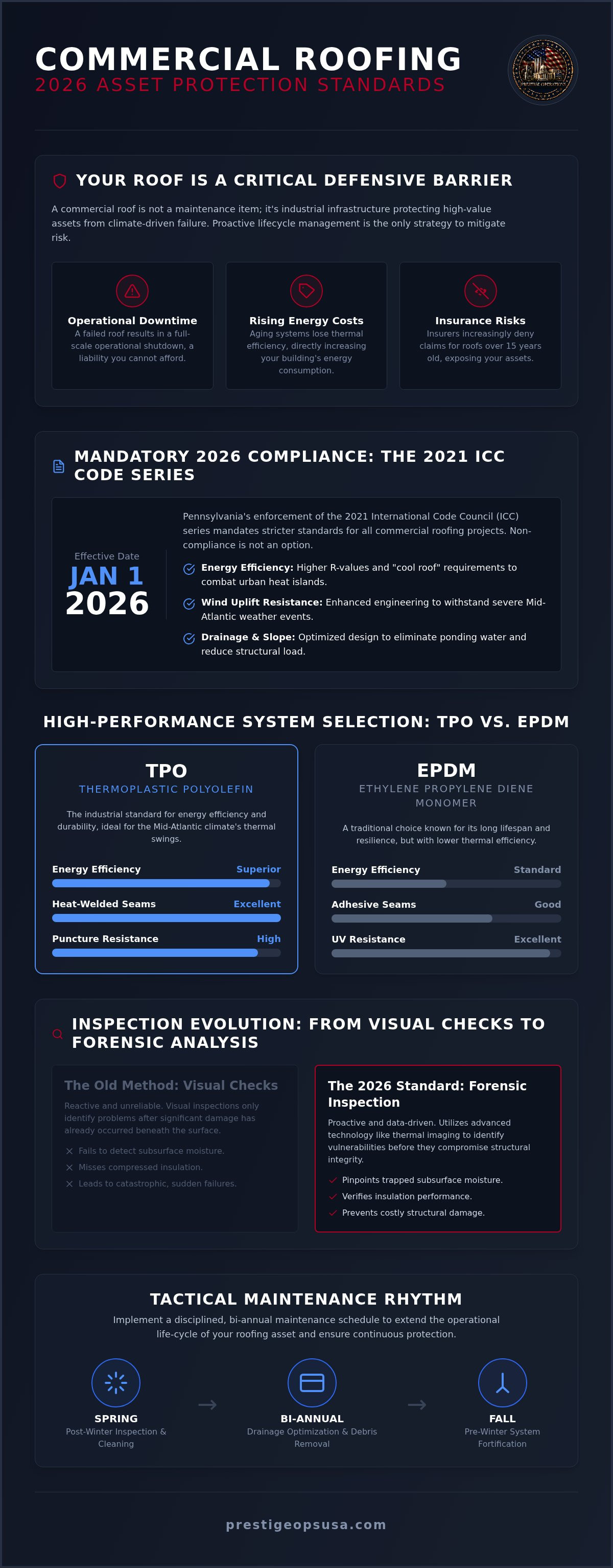 Infographic for Commercial Roofing Contractor Philadelphia: Asset Protection Standards 2026