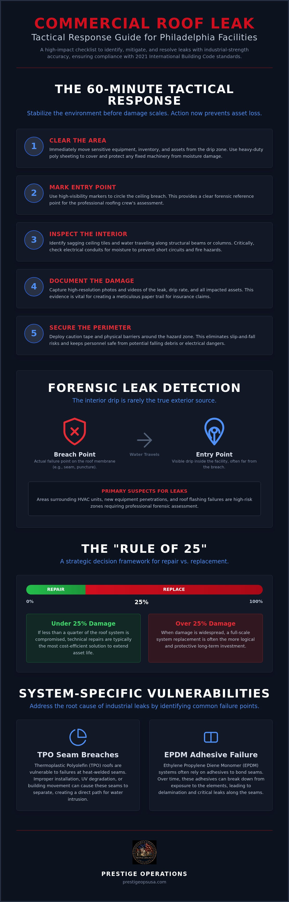 Infographic for Commercial Roof Leak Repair Philadelphia: Tactical Response Checklist