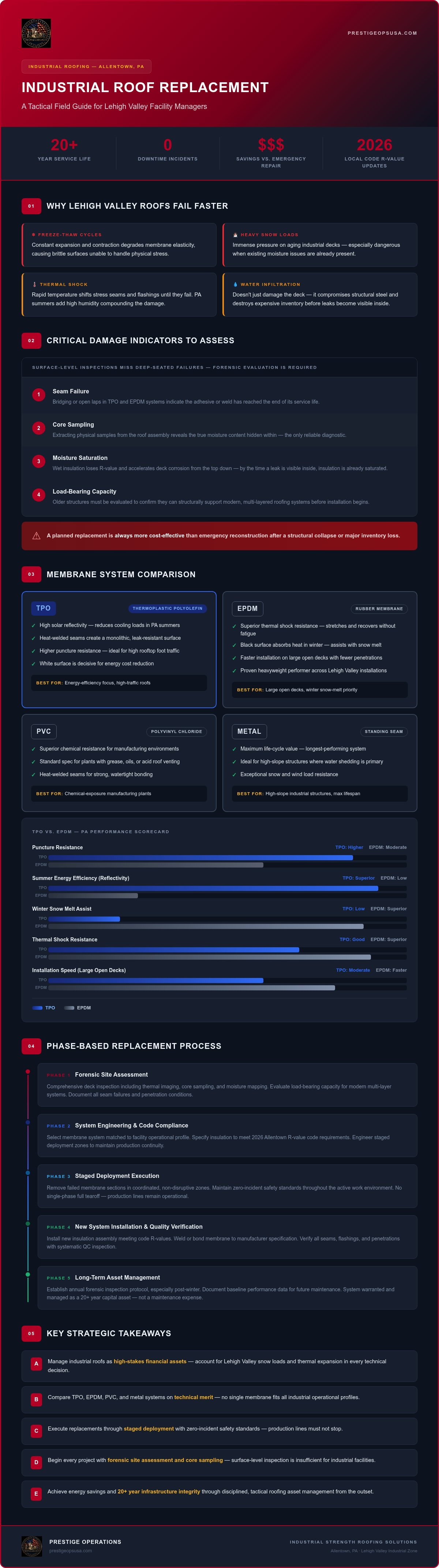 Infographic for Industrial Roof Replacement Allentown PA: Tactical Asset Protection 2026