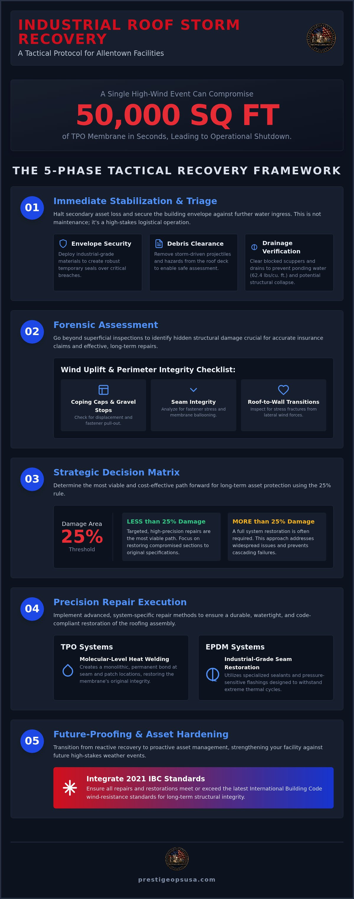 Infographic for Industrial Storm Damage Roof Repair Allentown: Tactical Recovery Protocols