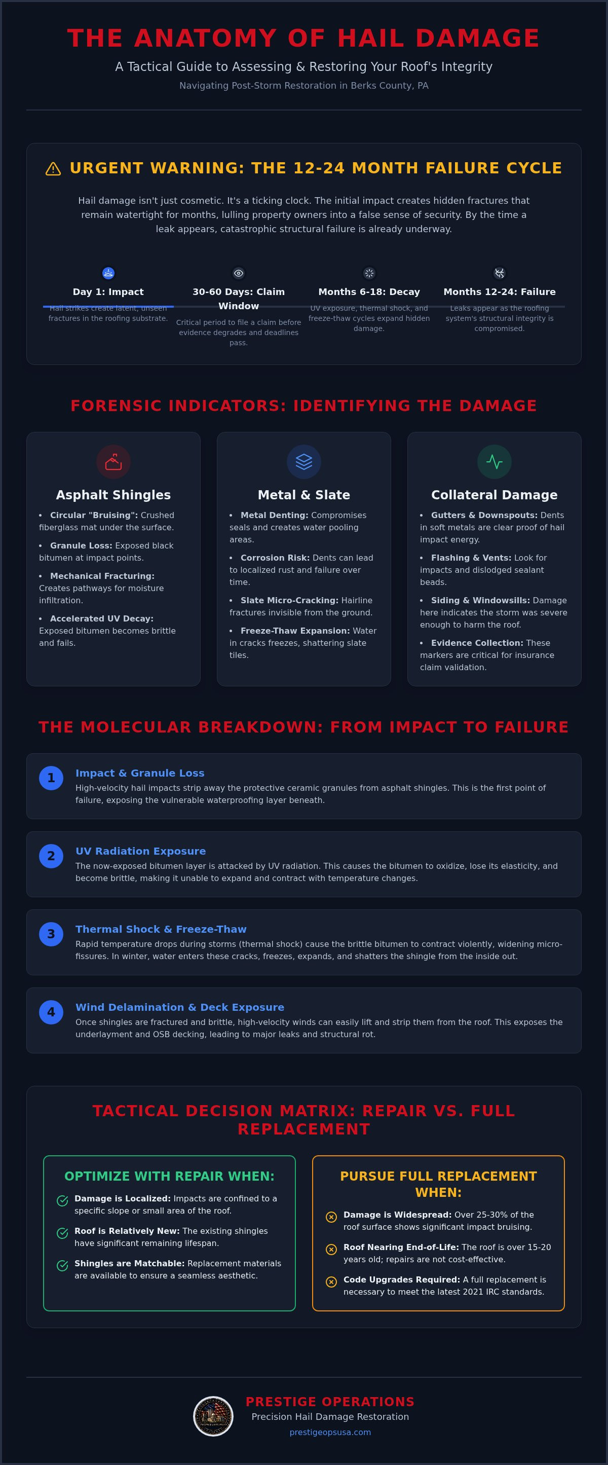 Infographic for Hail Damage Roof Repair Reading PA: Tactical Restoration Guide 2026