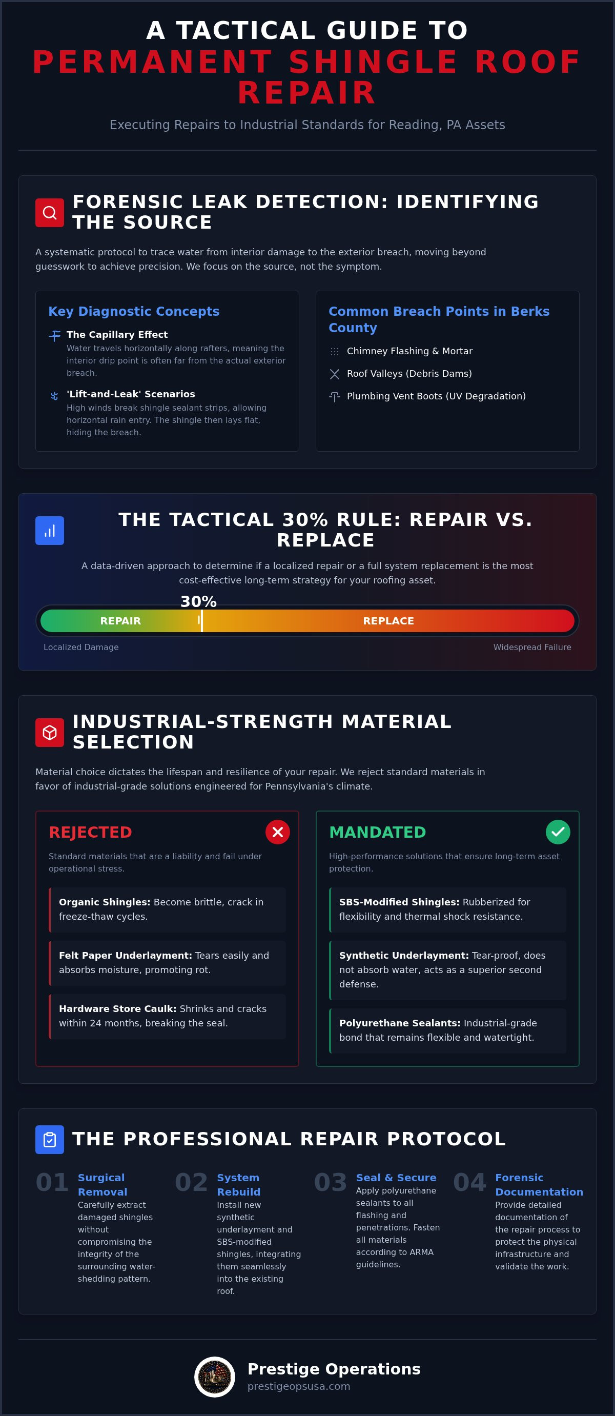 Infographic for Shingle Roof Repair Reading PA: Tactical Leak Restoration Guide 2026