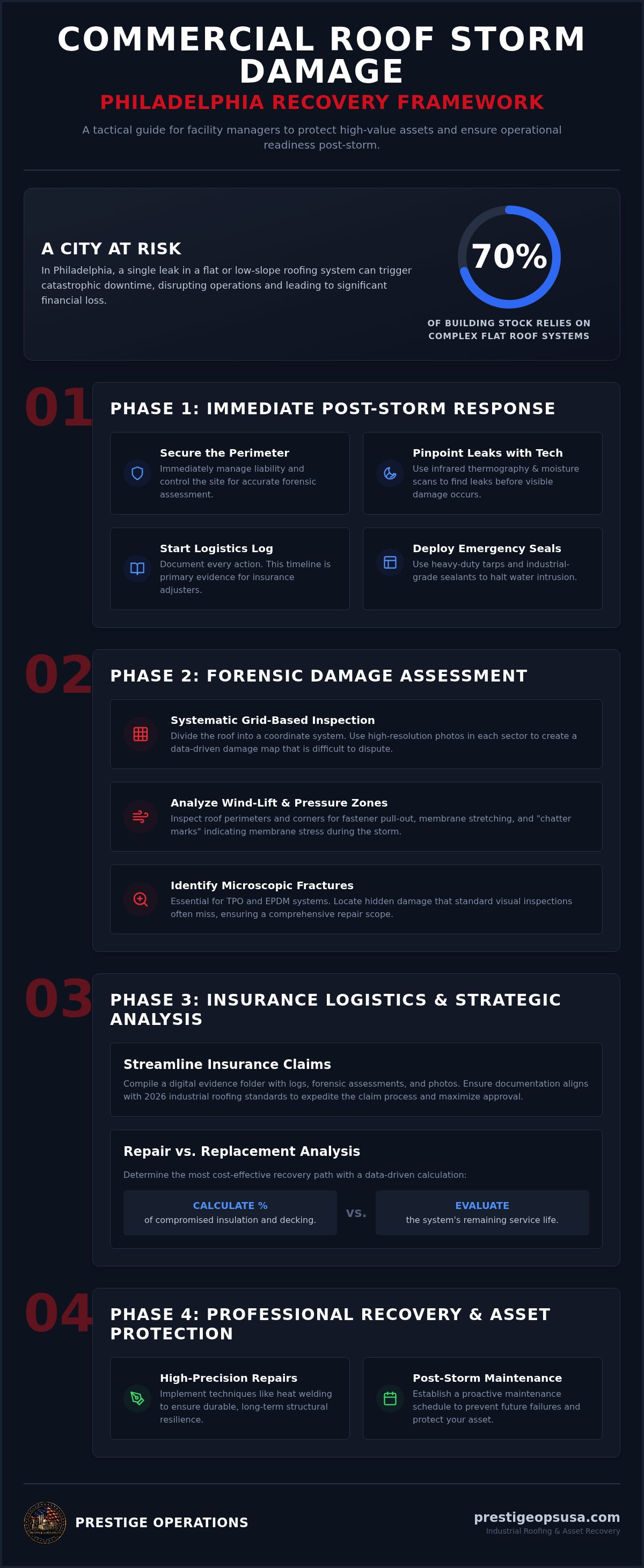 Infographic for Commercial Storm Damage Roof Repair Philadelphia: Tactical Recovery Guide 2026