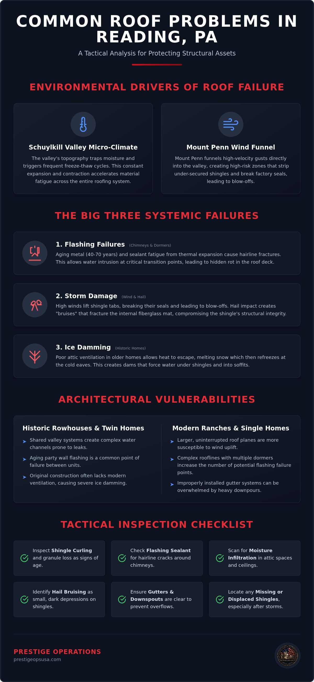 Infographic for Common Roof Problems in Reading PA: A Tactical Maintenance Resource