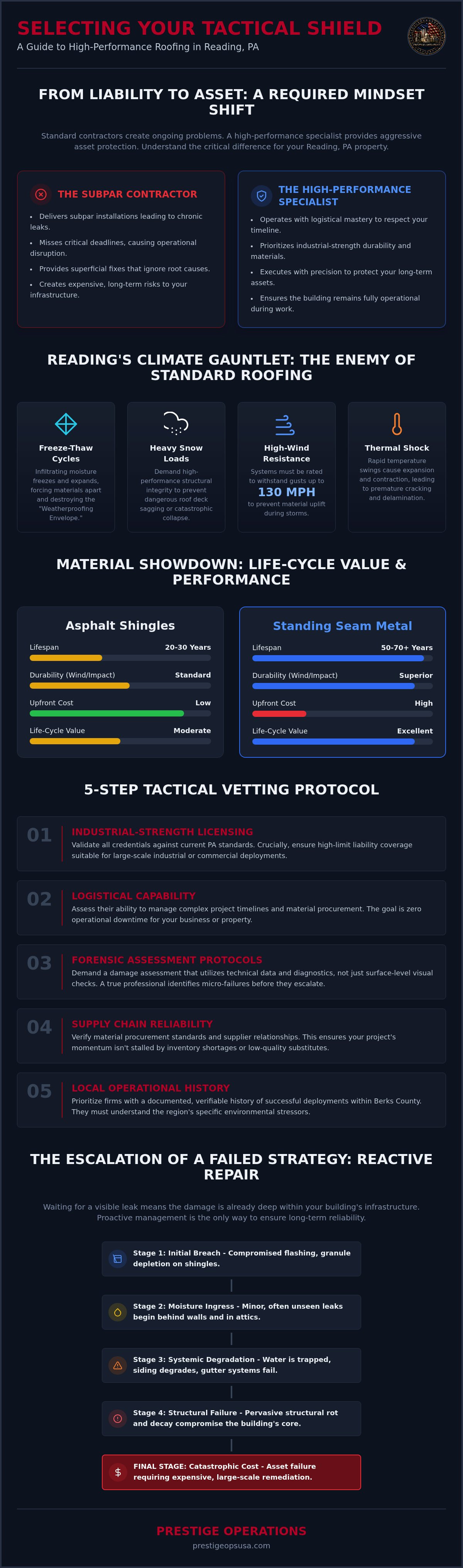 Infographic for Tactical Selection Guide: Reading PA Roofing and Siding Contractor Standards 2026