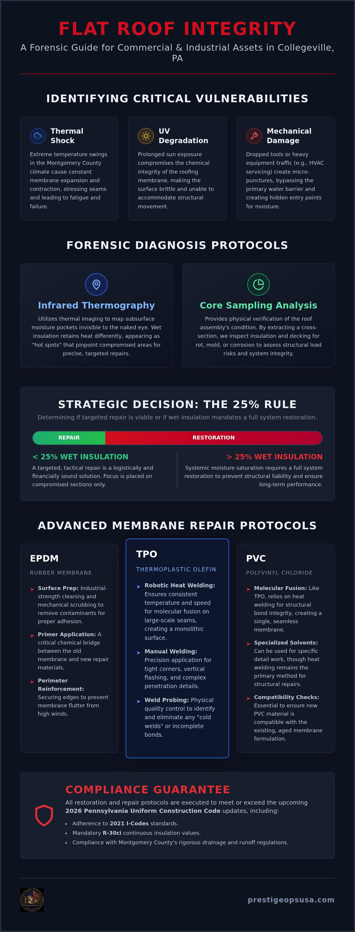 Infographic for Flat Roof Repair Collegeville PA: Industrial-Strength Restoration Standards 2026