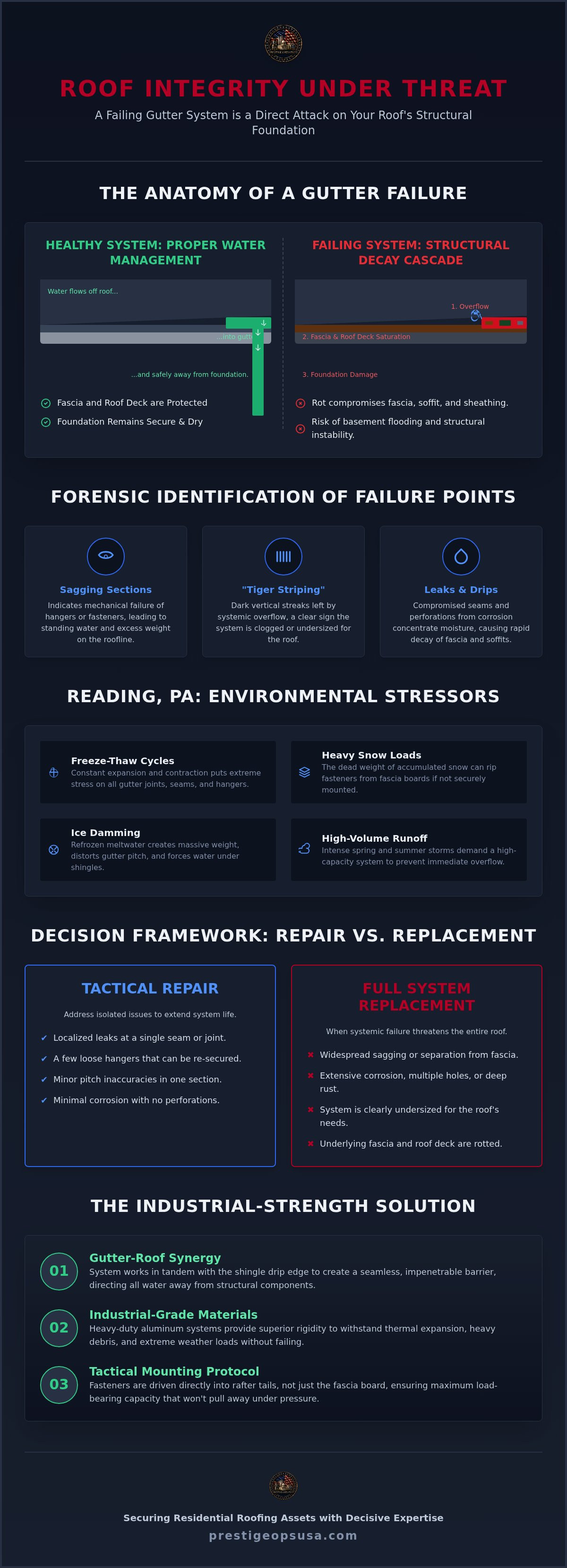 Infographic for Residential Gutter Repair in Reading PA: Tactical Roof System Protection