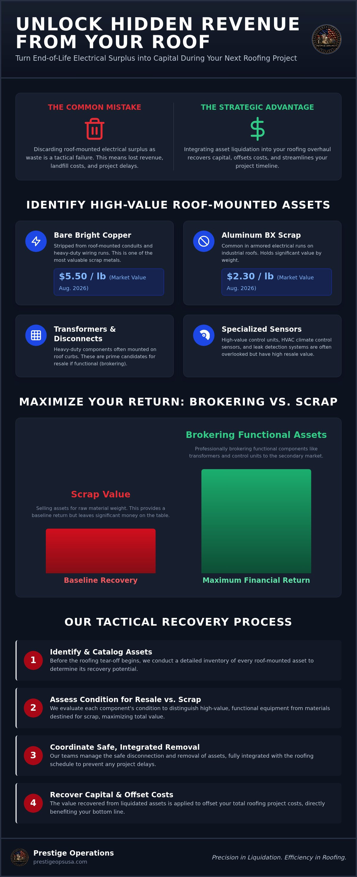 Infographic for Tactical Management of Industrial Electrical Surplus in Allentown Roofing Projects