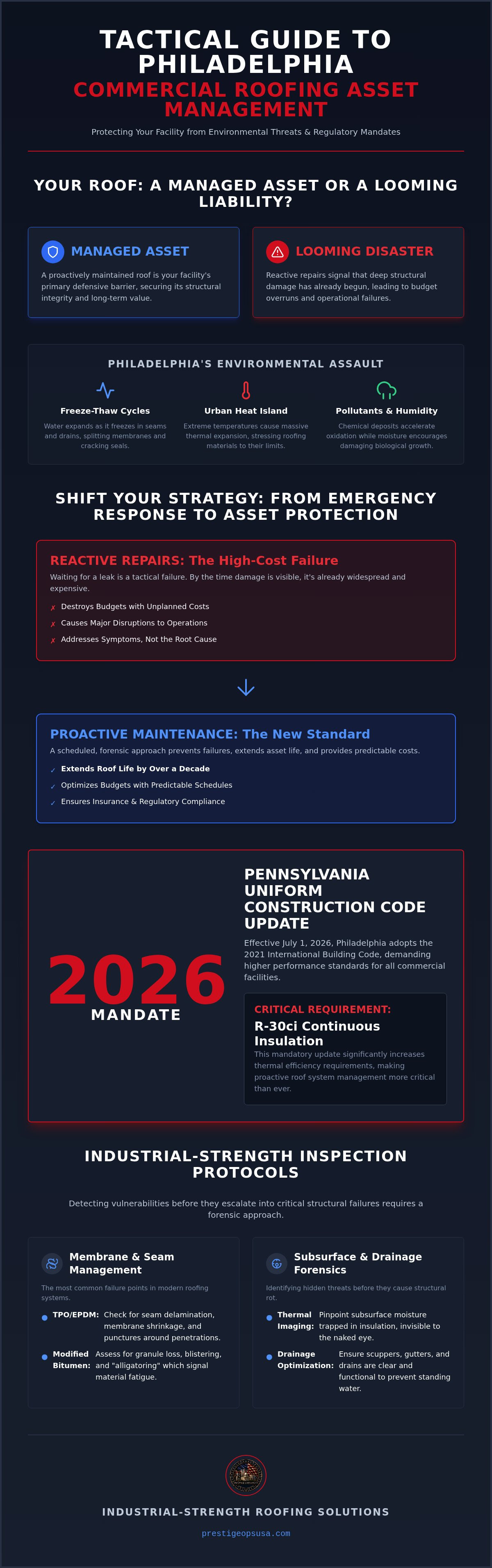 Infographic for Commercial Exterior Maintenance Philadelphia: Tactical Roofing Asset Protection 2026