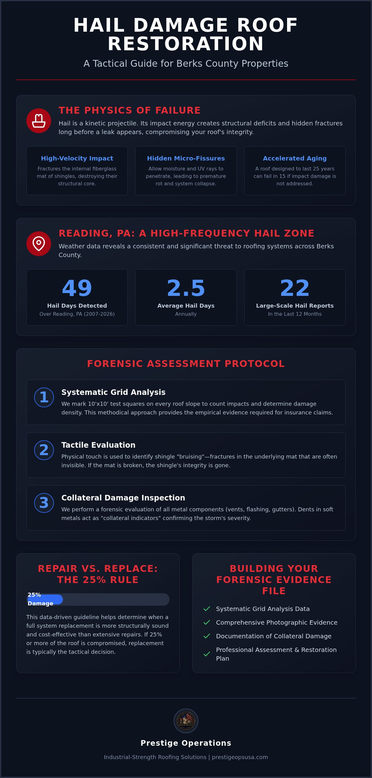 Infographic for Hail Damage Roof Repair Reading PA: Tactical Restoration Guide 2026