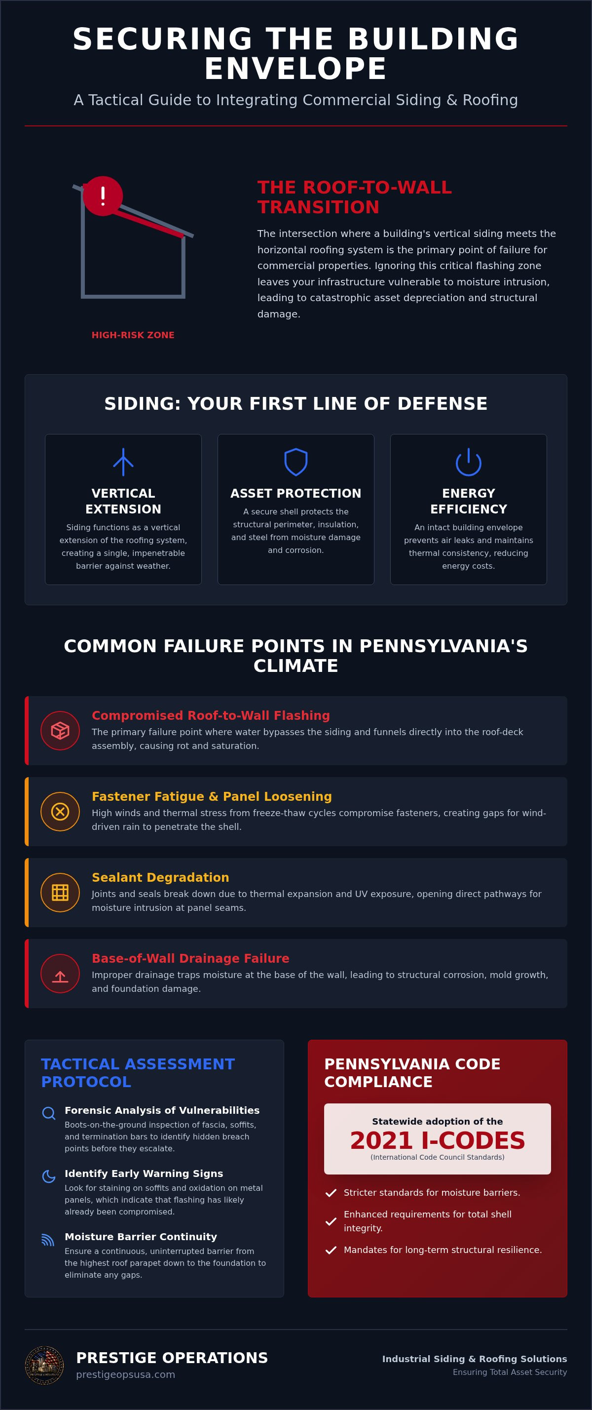 Infographic for Commercial Siding Repair Reading PA: Tactical Roof-Edge & Shell Integrity