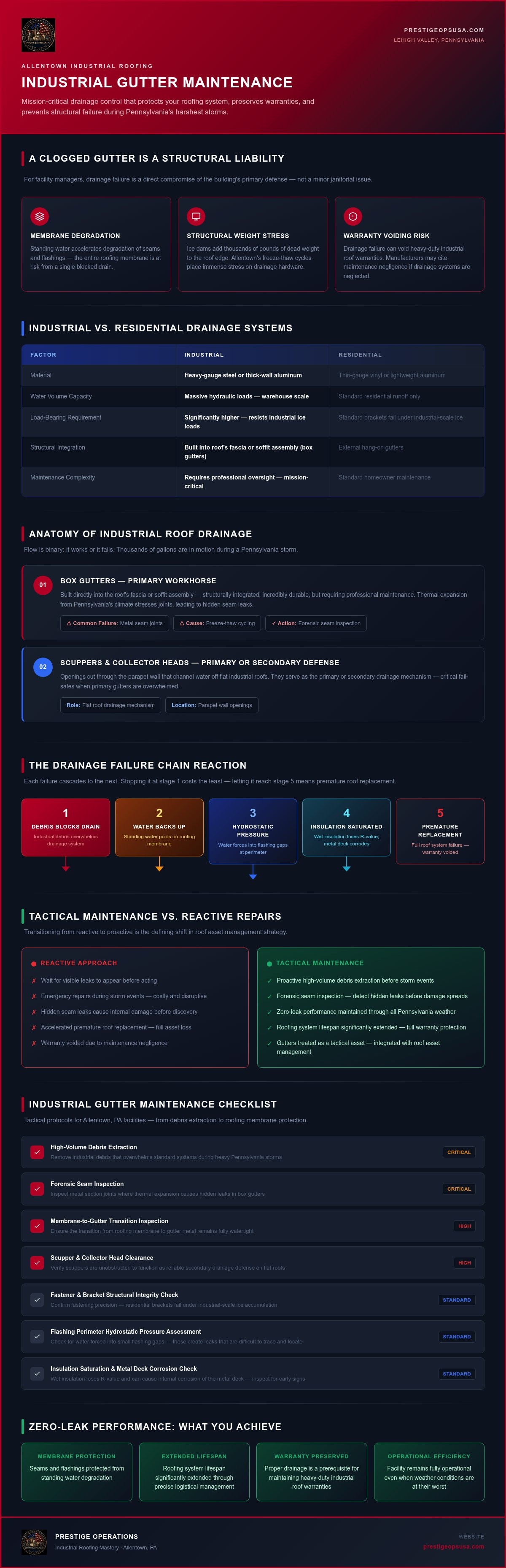 Infographic for Industrial Gutter Maintenance Allentown: Tactical Roof Drainage Control