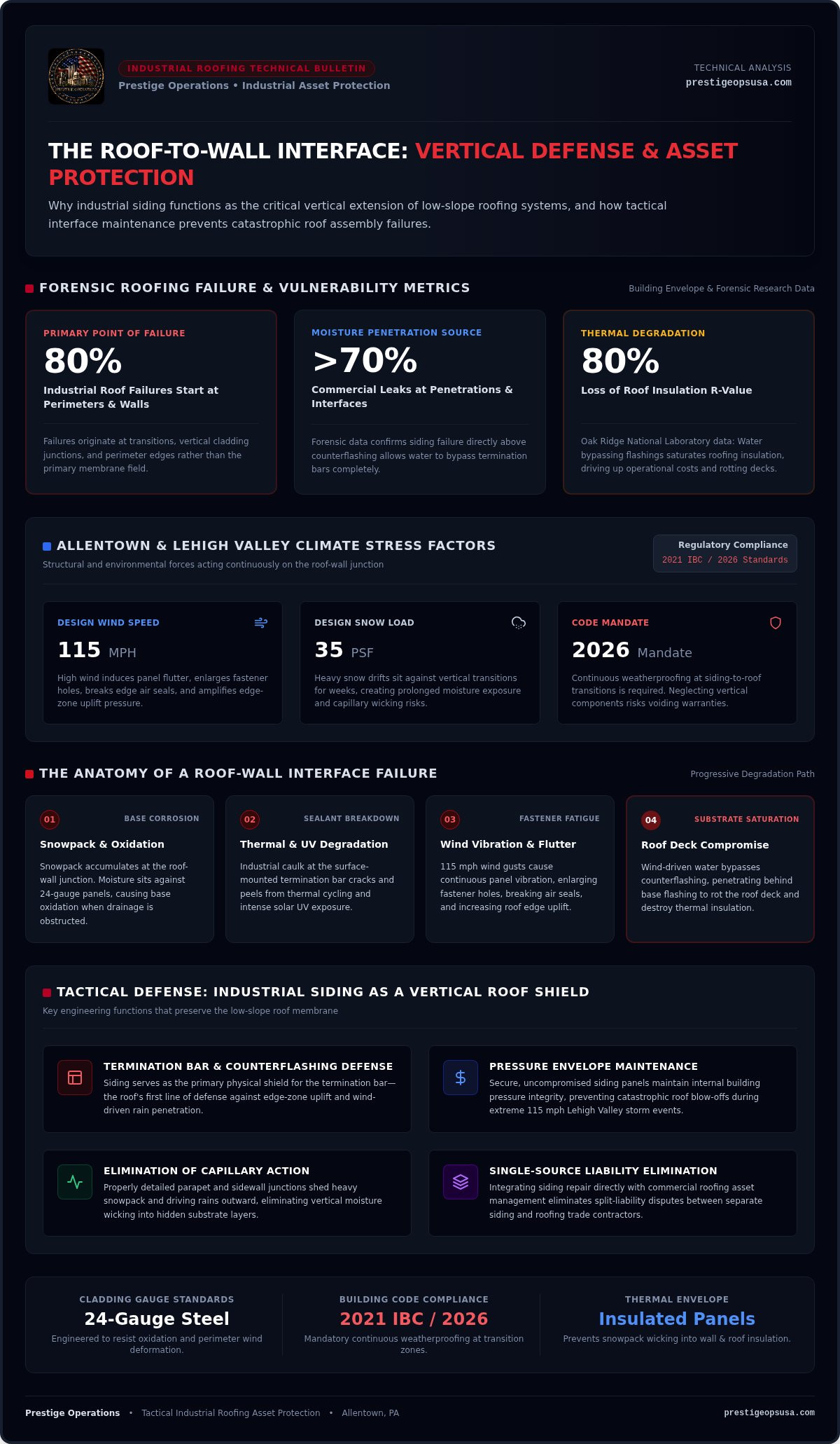 Infographic for Industrial Siding Repair Allentown PA: Securing the Roof-Wall Interface 2026