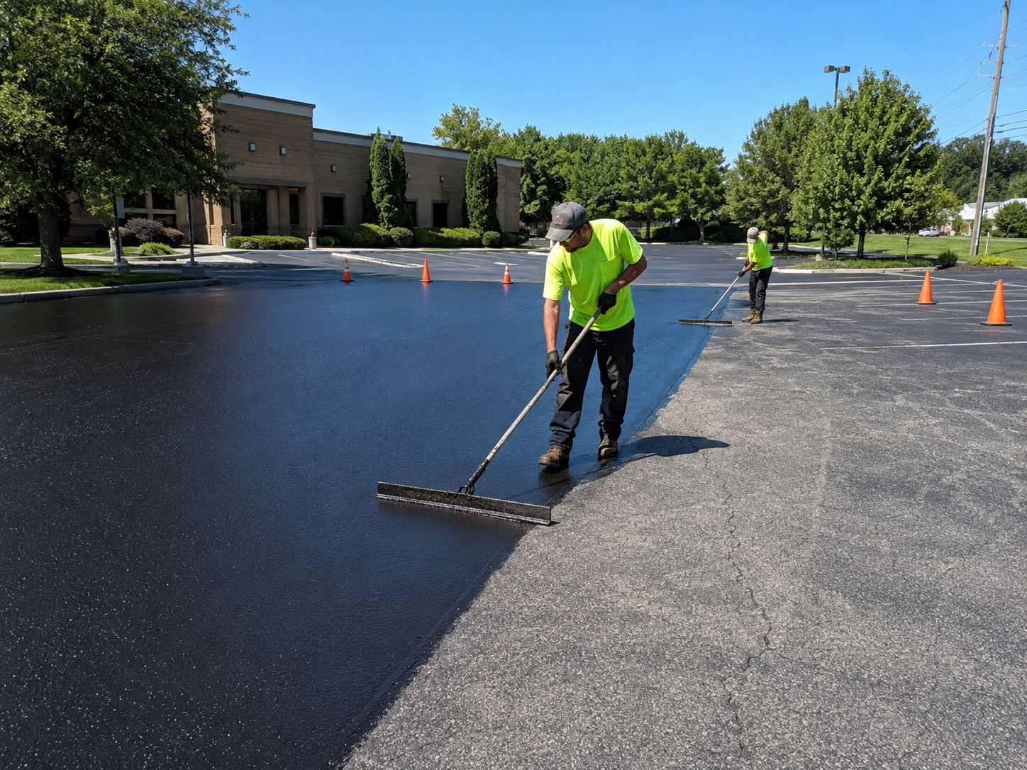 Asphalt sealcoating