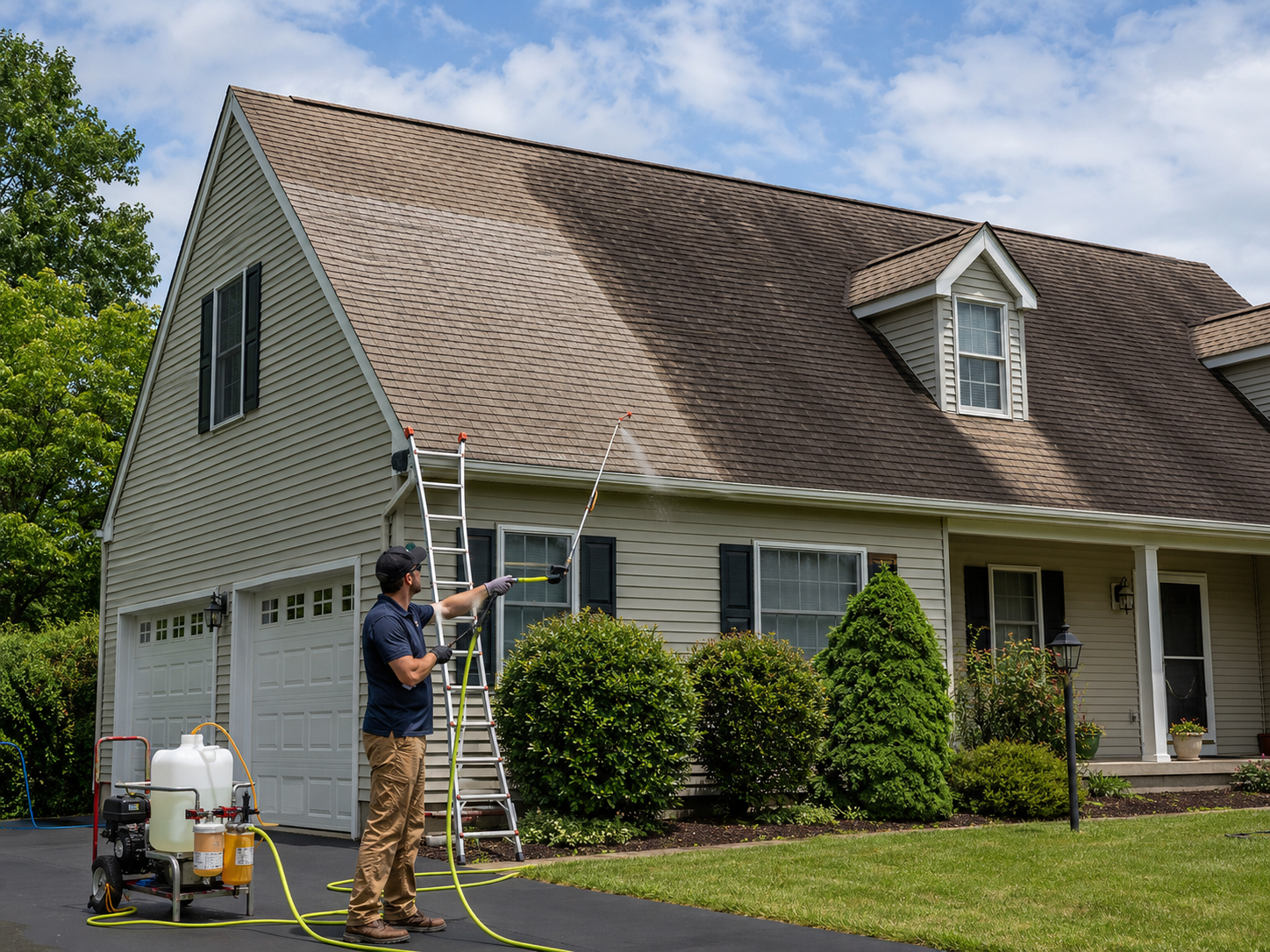 Roof washing